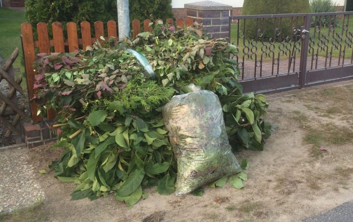 Grünabfälle vor Gartenzaun