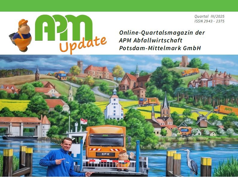 Titelbild des Magazins - Wimmelbild mit Abfallfahrzeugen