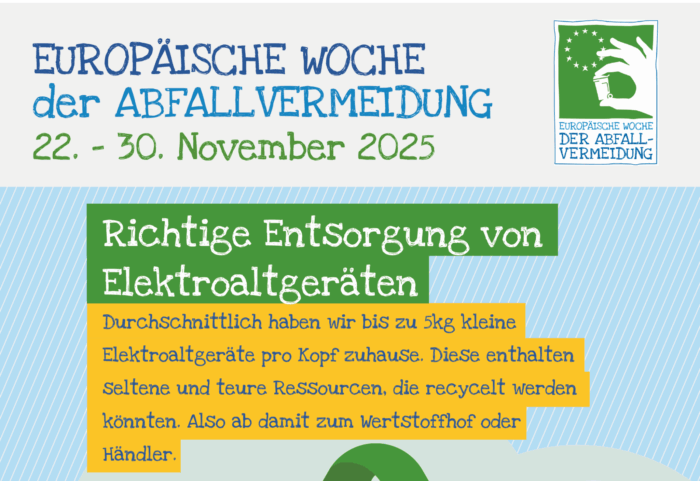 Banner der WDAV zeigt Text über Entsorgung von Elektroaltgeräten.