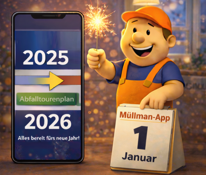 Müllman-App mit den Abfuhrterminen für 2026 startet am 01.01.2026
